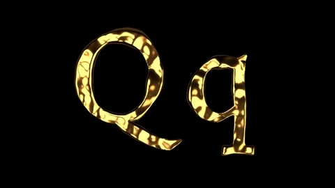 Upper and lower case Q alphabet with golden fluid texture Stock Footage 277958865