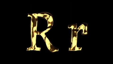 Upper and lower case R alphabet with golden fluid texture Stock Footage 277958871