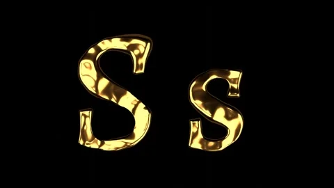 Upper and lower case S alphabet with golden fluid texture Stock Footage 277958875
