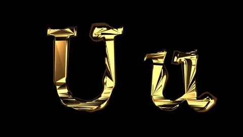 Upper and lower case U alphabet with golden fluid texture Stock Footage 277958753