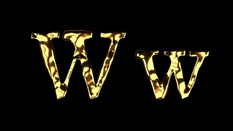 Upper and lower case W alphabet with golden fluid texture Stock Footage 277958790