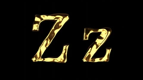 Upper and lower case Z alphabet with golden fluid texture Video stock 277958889