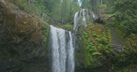 Upper and Lower Falls Creek Falls in Gifford Pinchot National Forest, Static 库存影片 301500202