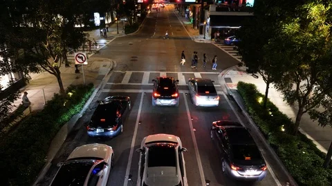 Upper angle view of street in the night Stock Footage 121290248