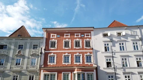 Upper Austria- Old Town Façades Stock Footage 129415965