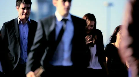 Upper Body View of Commuters Stock Footage 831154