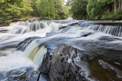Upper Bond Falls in the Upper Peninsula of Michigan Stock Photos