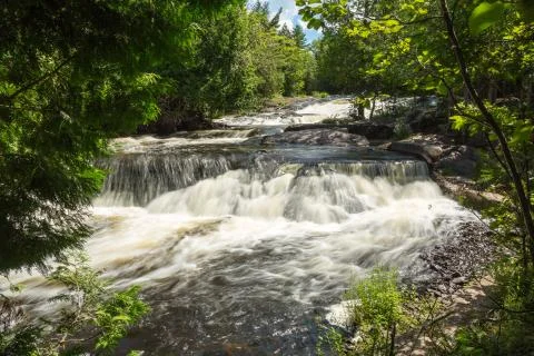 Upper Bond Falls in the Upper Peninsula of Michigan Stock Photos