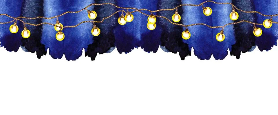 Upper border with garland. 스톡 일러스트