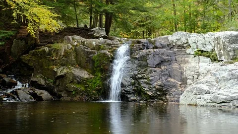 Upper Buttermilk Falls, Okemo State Forest, Vermont Stock Footage 81529399