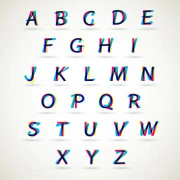 Upper case alphabet set, cmyk color style Stock Illustration