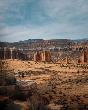Upper Cathedral Valley Overlook, Temple of the Sun in Capitol Reef National Park Stock Photos