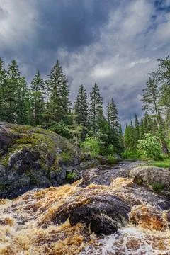 Upper Coca Cola Falls Forest Rapids Landscape in Manitoba, Canada Stock Photos
