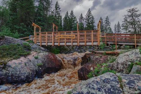 Upper Coca Cola Falls Forest Rapids Landscape in Manitoba, Canada Stock Photos
