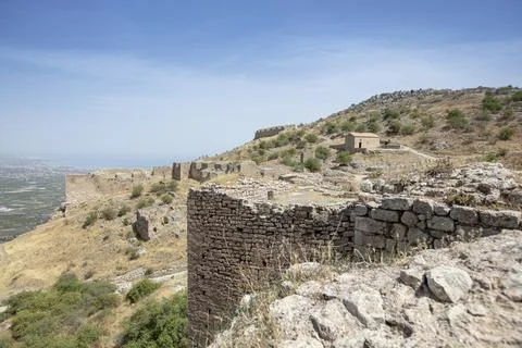 Upper Corinth, the acropolis of ancient Corinth Peloponnese, Greece Stock Photos