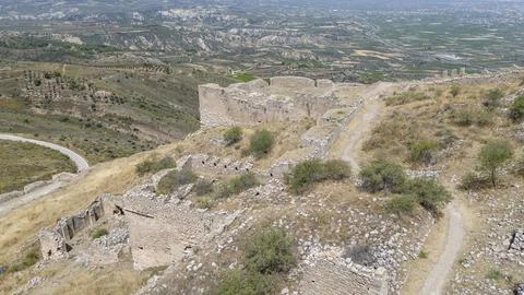 Upper Corinth, the acropolis of ancient Corinth Peloponnese, Greece Stock Photos