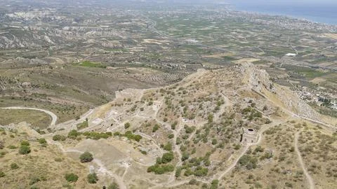 Upper Corinth, the acropolis of ancient Corinth Peloponnese, Greece Stock Photos
