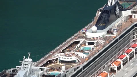Upper deck of cruise ship liner Stock Footage 92742448