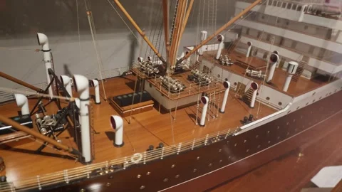 Upper Deck of a Large Ship of the Early 20th Century (Model) Stock Footage 260335345