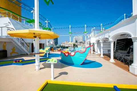 Upper deck of the liner Stock Photos