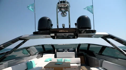 Upper deck of a luxury Riva yacht Stock Footage 67569769