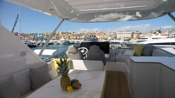 Upper deck of a luxury yacht. Stock Footage 85556127