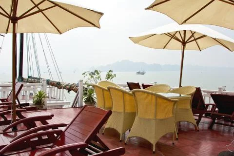 Upper deck of ship Stock Photos