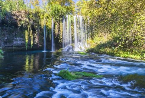 Upper Duden Waterfall in Antalya Fotos de archivo