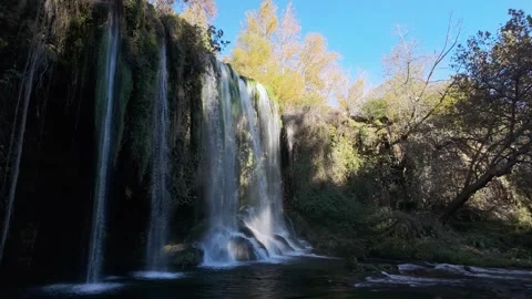 Upper Duden Waterfall Flowing Through Autumn Forest Stock Footage 339231938