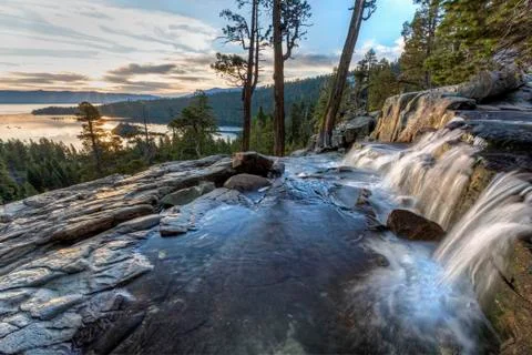 Upper Eagle Falls Sunrise Stock Photos