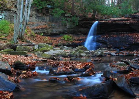 Upper Falls in Holly river state park in West Virginia Stock Photos