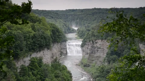 Upper Falls, Letchworth State Park, New York 1080/30 19s Stock Footage 39971007
