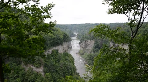 Upper Falls, Letchworth State Park, New York 1080/30 17s Stock Footage 39971015