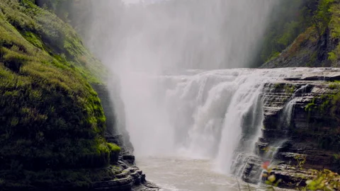 Upper Falls in Letchworth State Park Slow Motion Medium Stock Footage 241041584