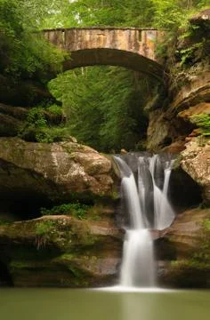 Upper Falls at Old Man's Cave, Hocking Hills State Park, Ohio. Stock Photos