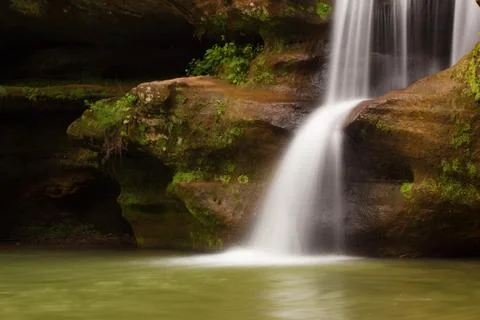 Upper Falls at Old Man's Cave, Hocking Hills State Park, Ohio. Stock Photos