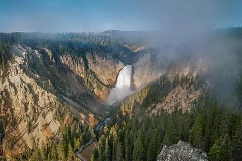 Upper falls view yellowstone Stock Photos