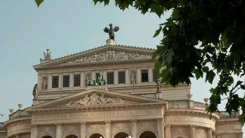 Upper floors of Alte Oper in Frankfurt Stock Footage 80749228
