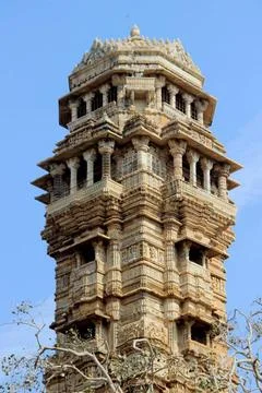 Upper Floors of Victory Tower View of top floors of Vijay Sthambh (Victory... Stock Photos