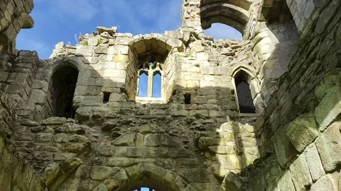 Upper Gatehouse ruins Etal Castle-Zoom Stock Footage 99074489