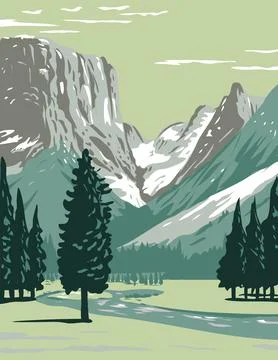Upper Green River on the western side of Continental Divide in Bridger-Teton  Illustrazione stock
