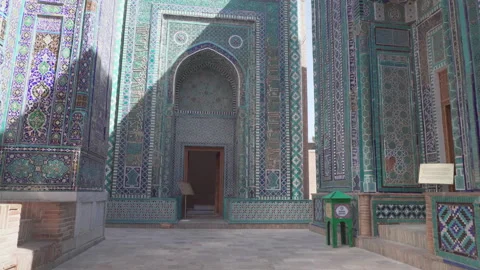 The upper group of mausoleums at the Shah-i-Zinda Ensemble Stock Footage 237668585