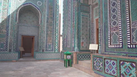 The upper group of mausoleums at the Shah-i-Zinda Ensemble Stock Footage 240794105