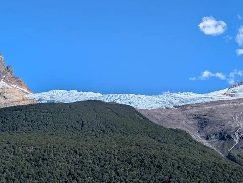 Upper Icefield and Forested Slopes Near Spegazzini Glacier Stock Photos