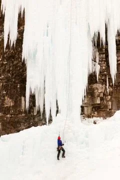 Upper johnson falls ice climber Stock Photos