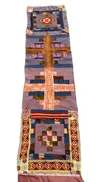 Upper layer of handcrafted silk patchwork scarf 스톡 사진