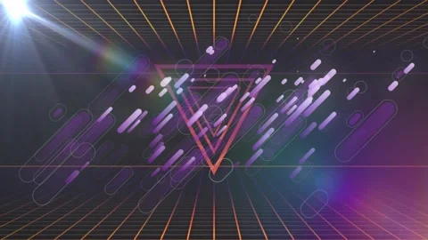 Upper-left lensflare sweeping retro tech void, clearing purple streaks and Stock Footage 333830089