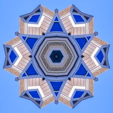 Upper level of a home made into shape reflections Foto stock