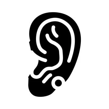 Upper lobe piercing earring glyph icon vector illustration Stock Illustration