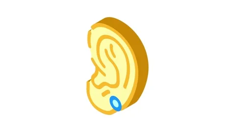 Upper lobe piercing earring isometric icon animation Stock Footage 327291643